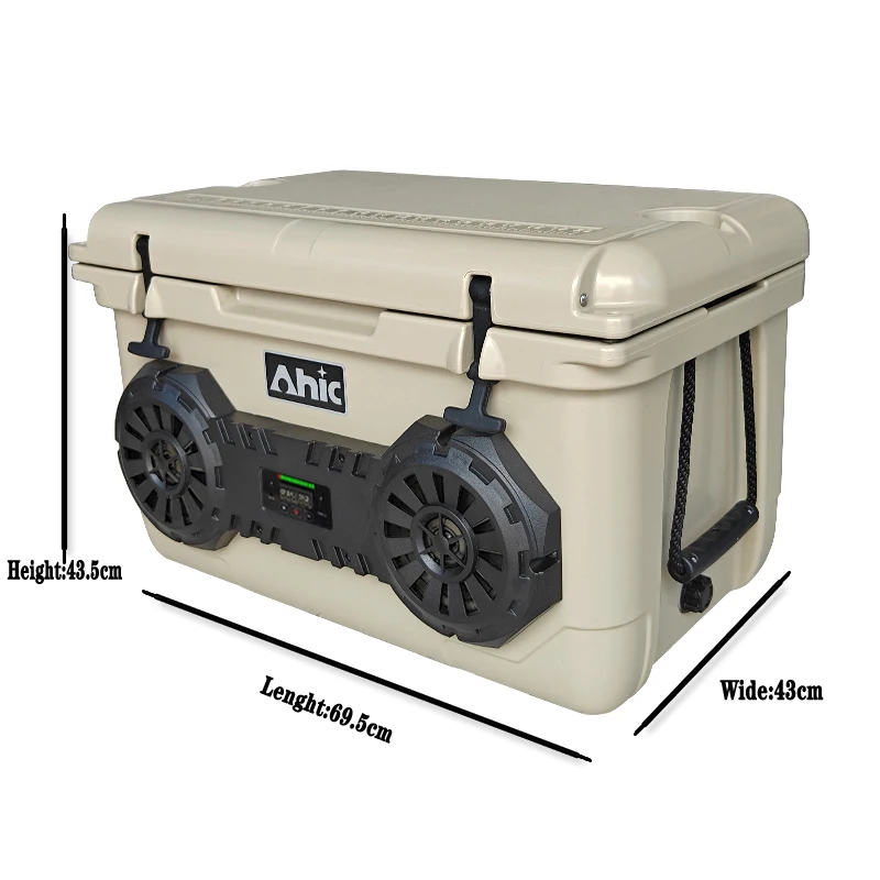 45L Portable PE Cooler Box with Camping Kitchen Speaker for Wine Food Cans Outdoor Beach Travel Insulated Music Ice Chest