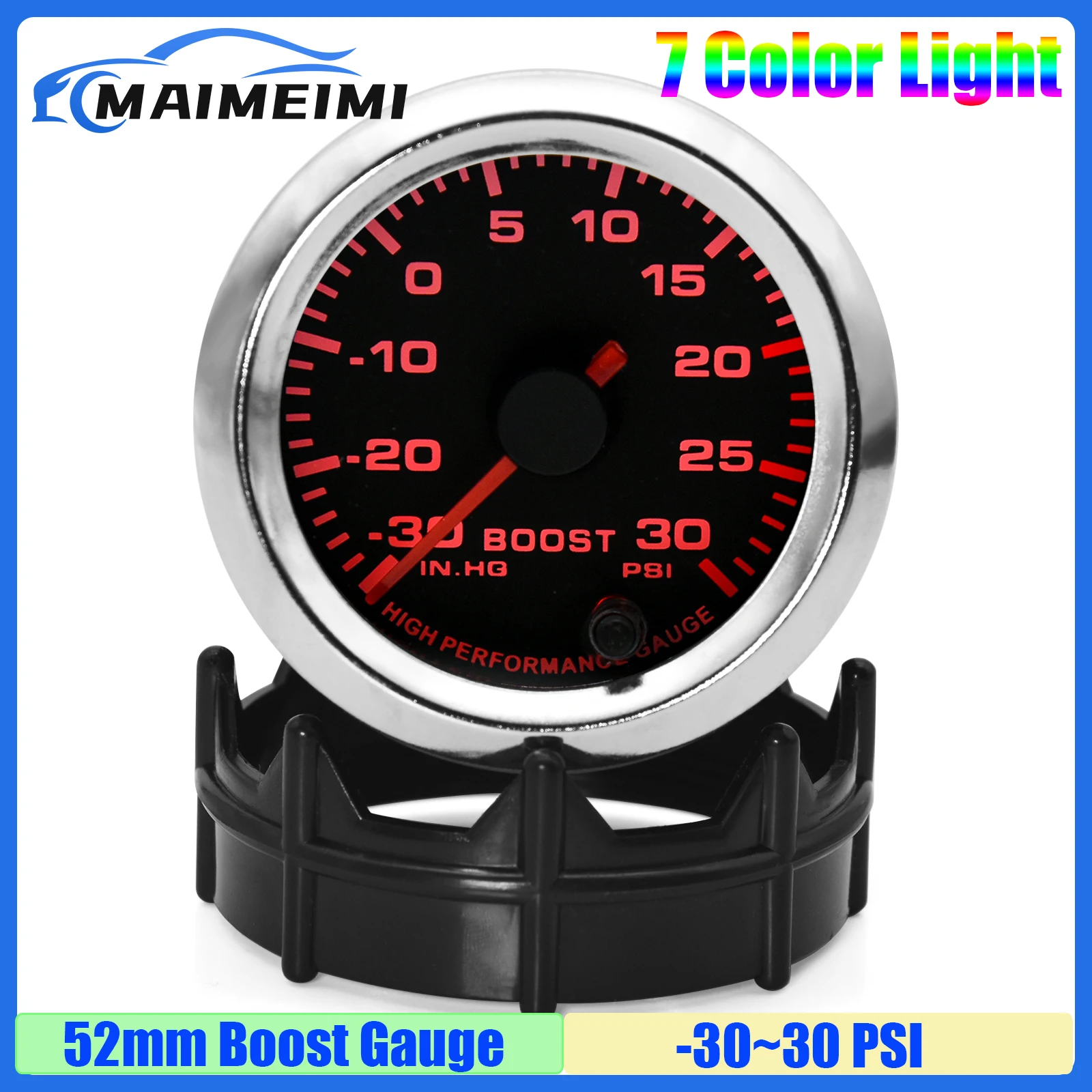 7 Color BackLight Boost Gauge with Sensor -30~30 PSI 2