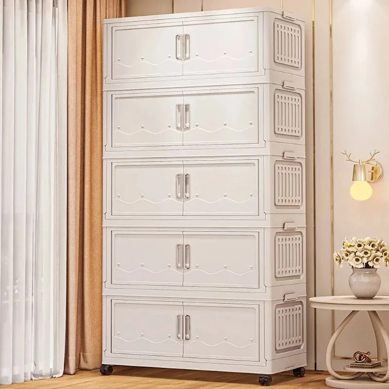 Household Foldable Storage Box with 5 Sides for Open Style Storage of Books Clothing Plastic Cabinet Toy Sorting Organizer Bin