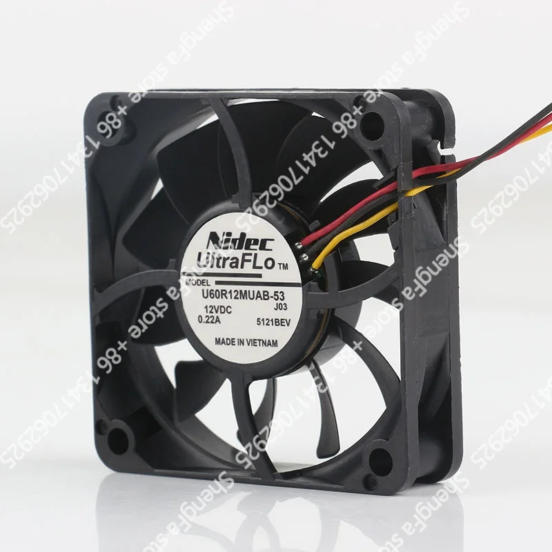 Original Nidec 5V 24V 48V DC12V 0.22A AC EC 6015 6CM 60X60X15MM Industrial server inverter Three-wire U60R12MUAB-53 Cooling fan