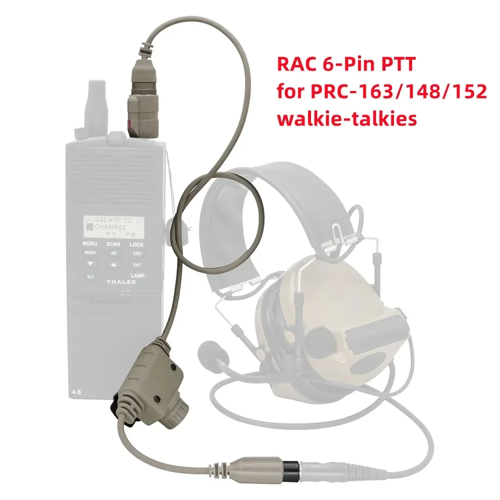 

Tactical Ptt RAC 6 Pin PTT for PRC-163/148/152 Harris Military Radio Non-Functional Walkie Model for ShootingTactical Headset