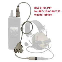 Tactical Ptt RAC 6 Pin PTT for PRC-163/148/152 Harris Military Radio Non-Functional Walkie Model for ShootingTactical Headset