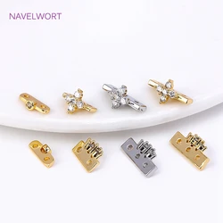 18K Gold Plated Brass Inlaid Zircon Flower Shape Connector 2/3 Hole Spacer Separators Accessories For Necklace Making Supplies