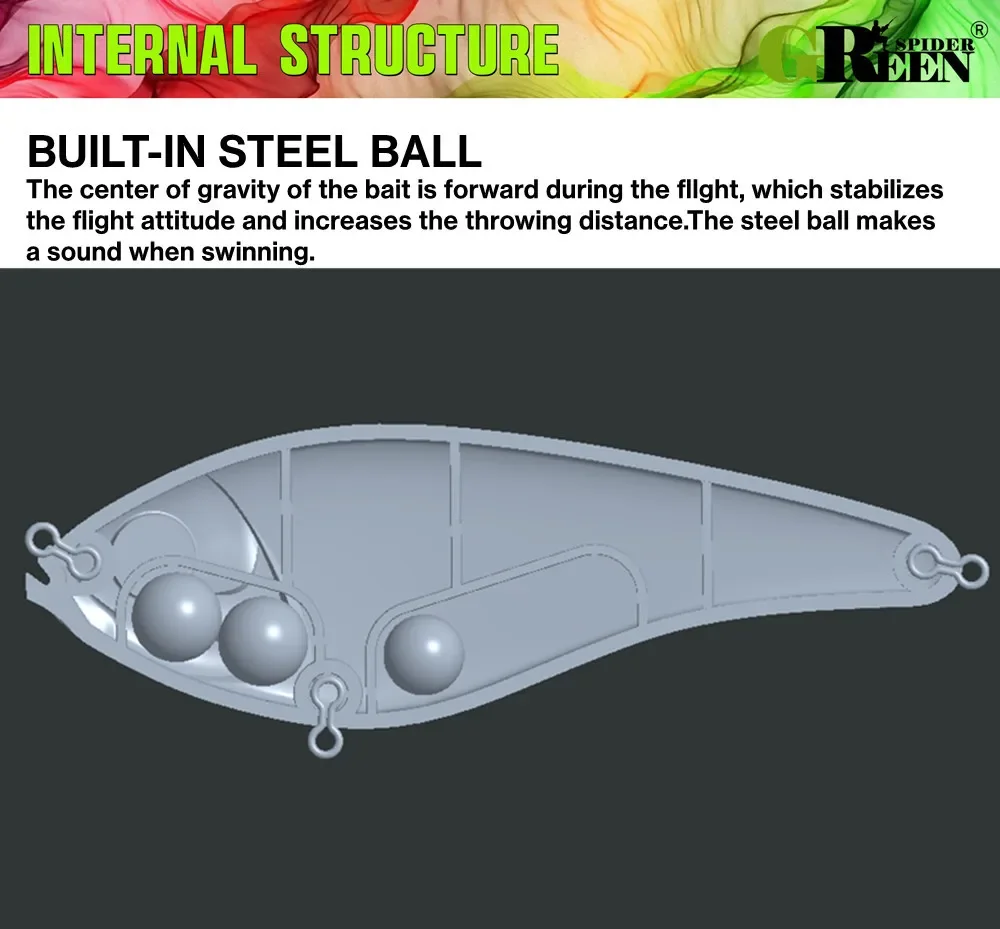 GREENSPIDER Jerkbaits Langsam sinkende Slider-Köder, 100 mm, 36 g, lauter Klang, Wobbler, Westin-Köder, Jerkbait, Angeln für Hecht, Zander – Detail 4
