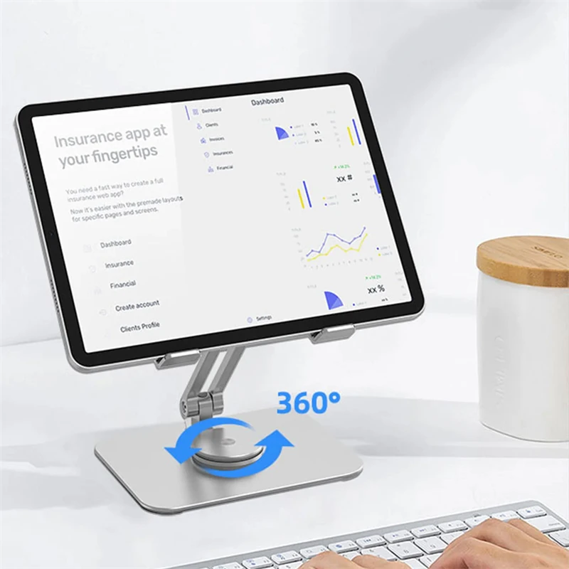 Tablet-Halter für iPad Pro Stand Rotation tragbare faltbare Aluminium-Desktop-Halterung Unterstützung für Samsung Tab Laptop-Handy