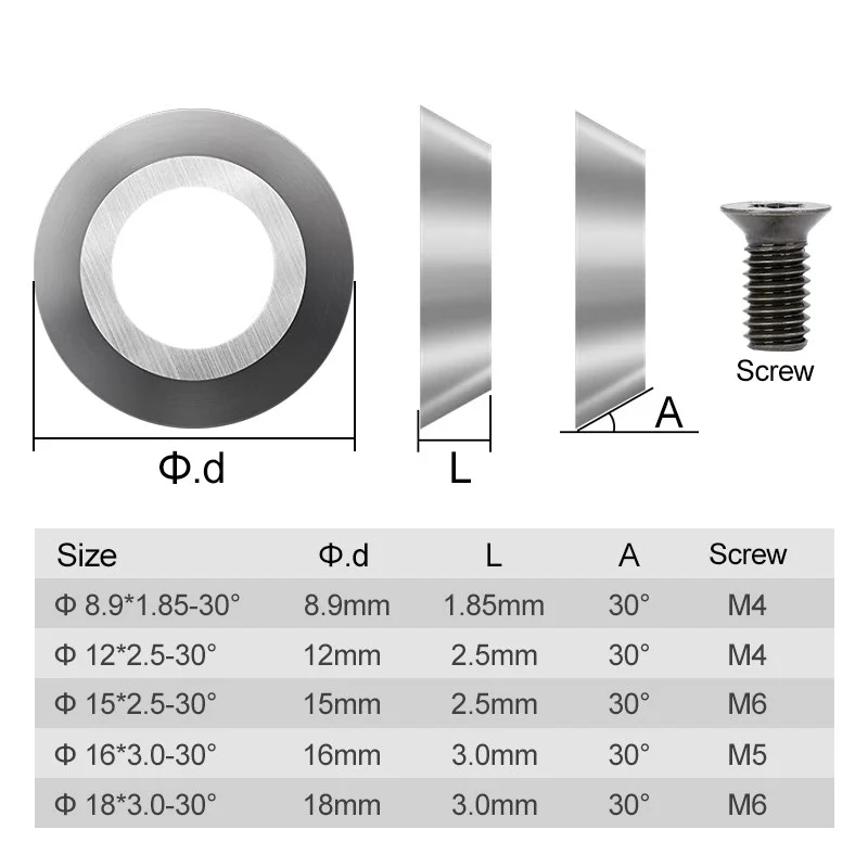 Imagem -03 - Redondo Carbide Insert Cortador para Torno de Madeira Turning Finisher Hollower Tools Woodworking Planer 8.9 mm 12 mm 15 mm 16 mm 18 mm