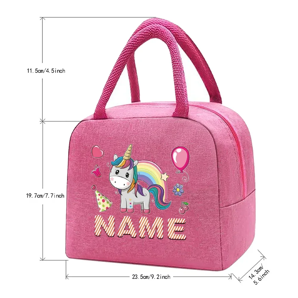 Customized Name Insulated Lunch Bag Cute School Lunch Box Bag Large Capacity Picnic Bag Customized Product