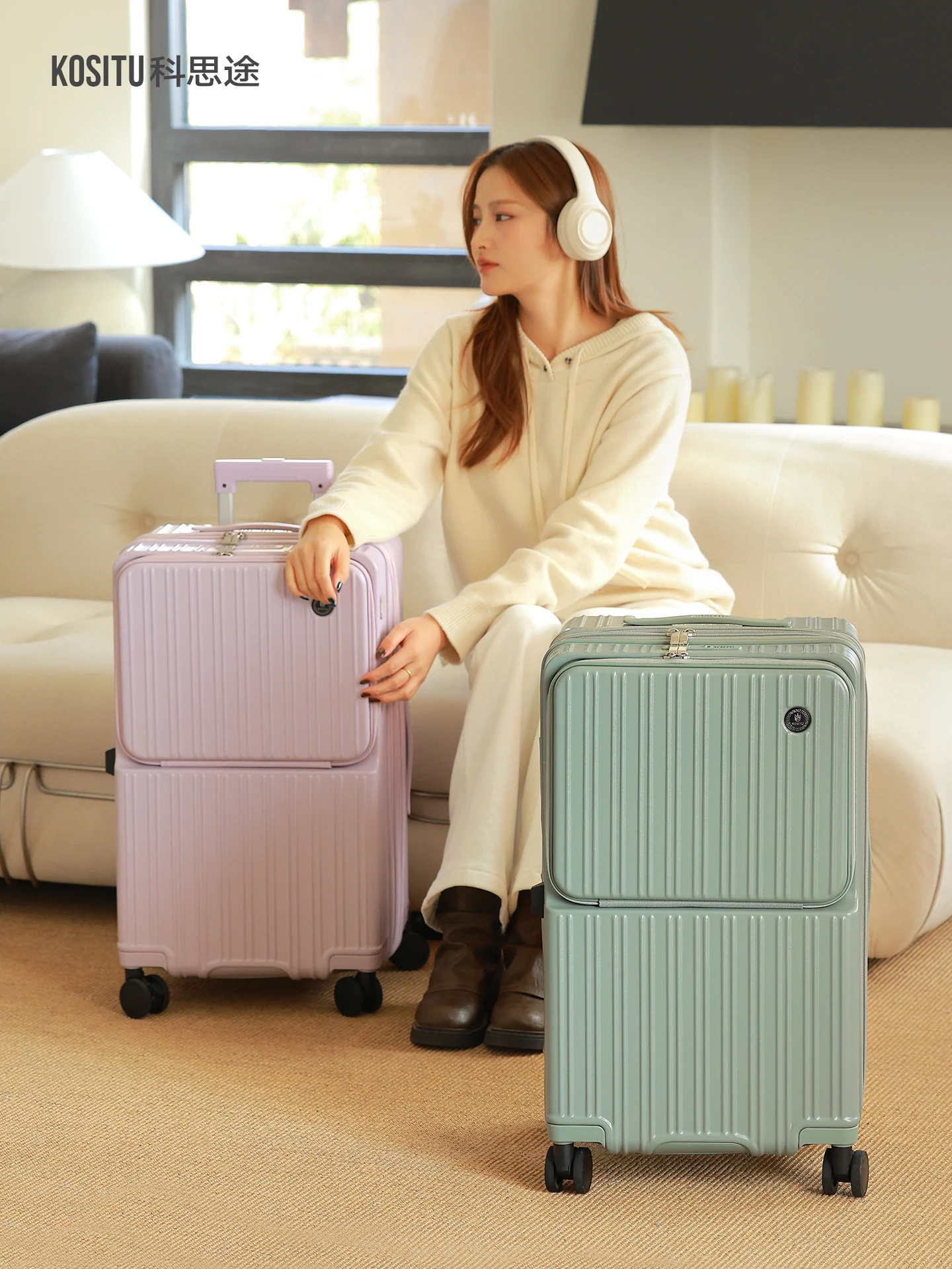 Cos Multi-Functional Expandable Large Capacity High Aesthetic Value Luggage 20 Inch Front Opening Suitcase for Men And Women