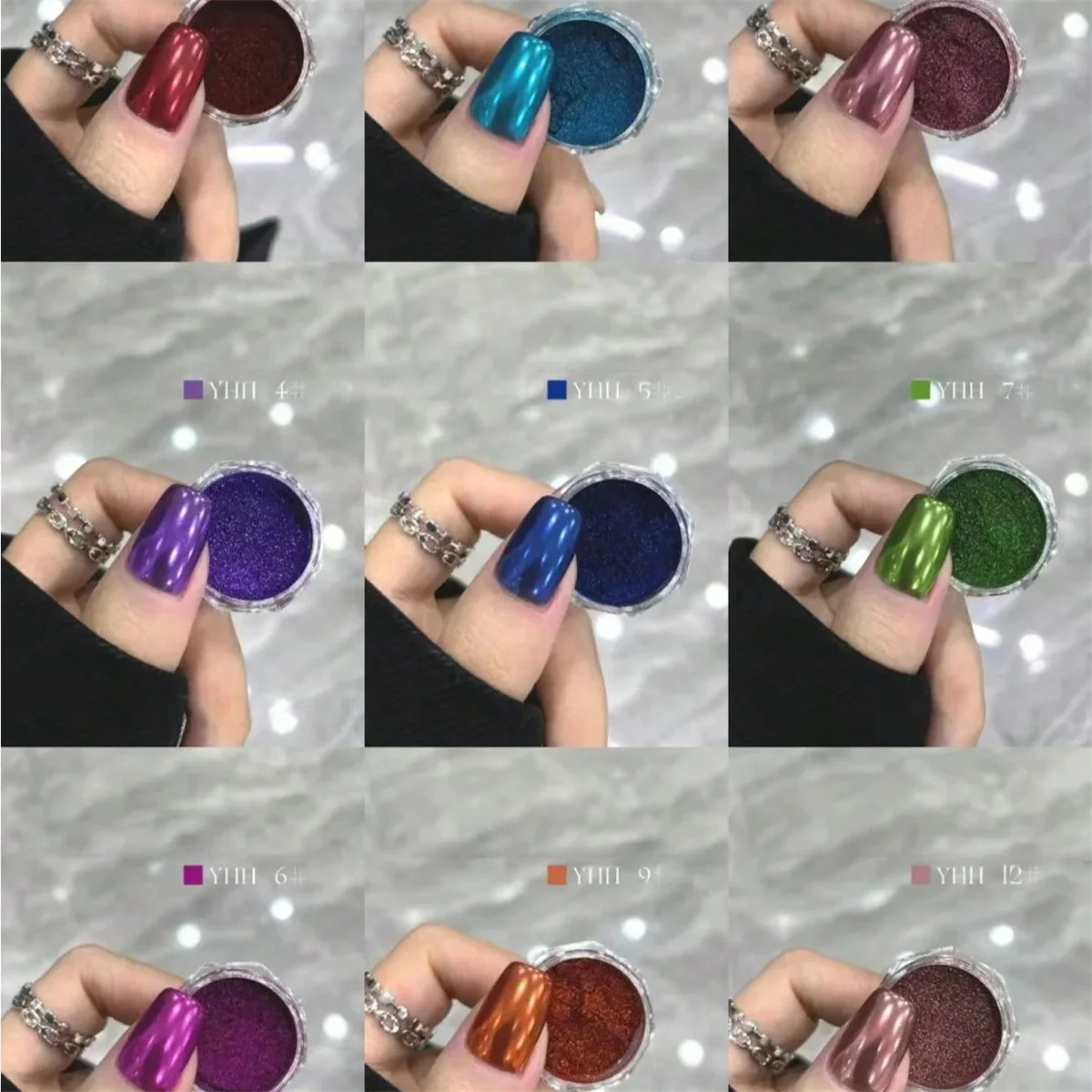 1 قطعة مسمار مرآة سحرية مسحوق متعدد الألوان معدن الكروم مرآة مسمار بريق الطلاء مسمار الفن خلق أدوات الديكور #1