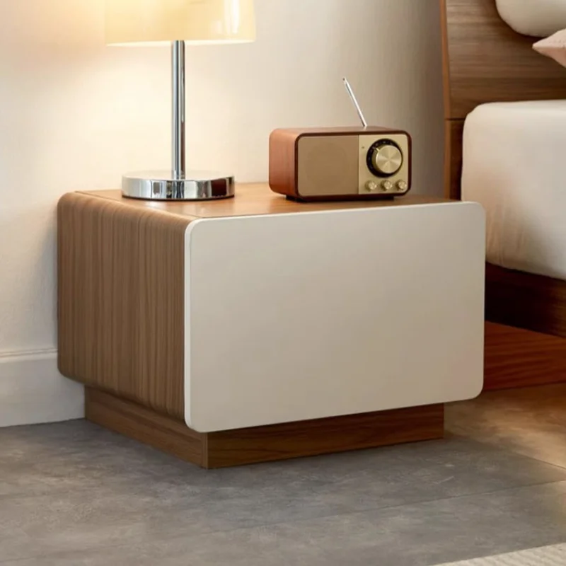 Mesa noturna branca estética nórdica para quarto, Nightstands luxuosos na moda, Armazenamento lateral moderno, Mobília doméstica simples