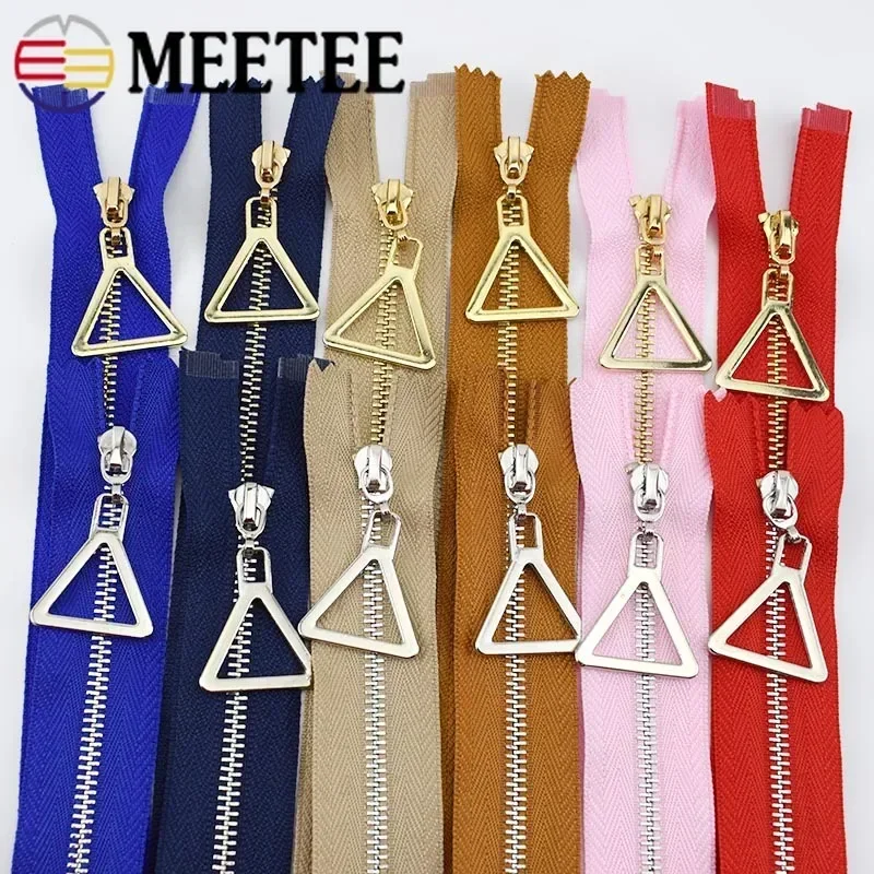 2Pcs 15-30cm Close-End 40-70cm Open-End 3# Metal Zipper Auto Lock Gold Silver Tooth Single Open Zip DIY Garment Sew Accessories