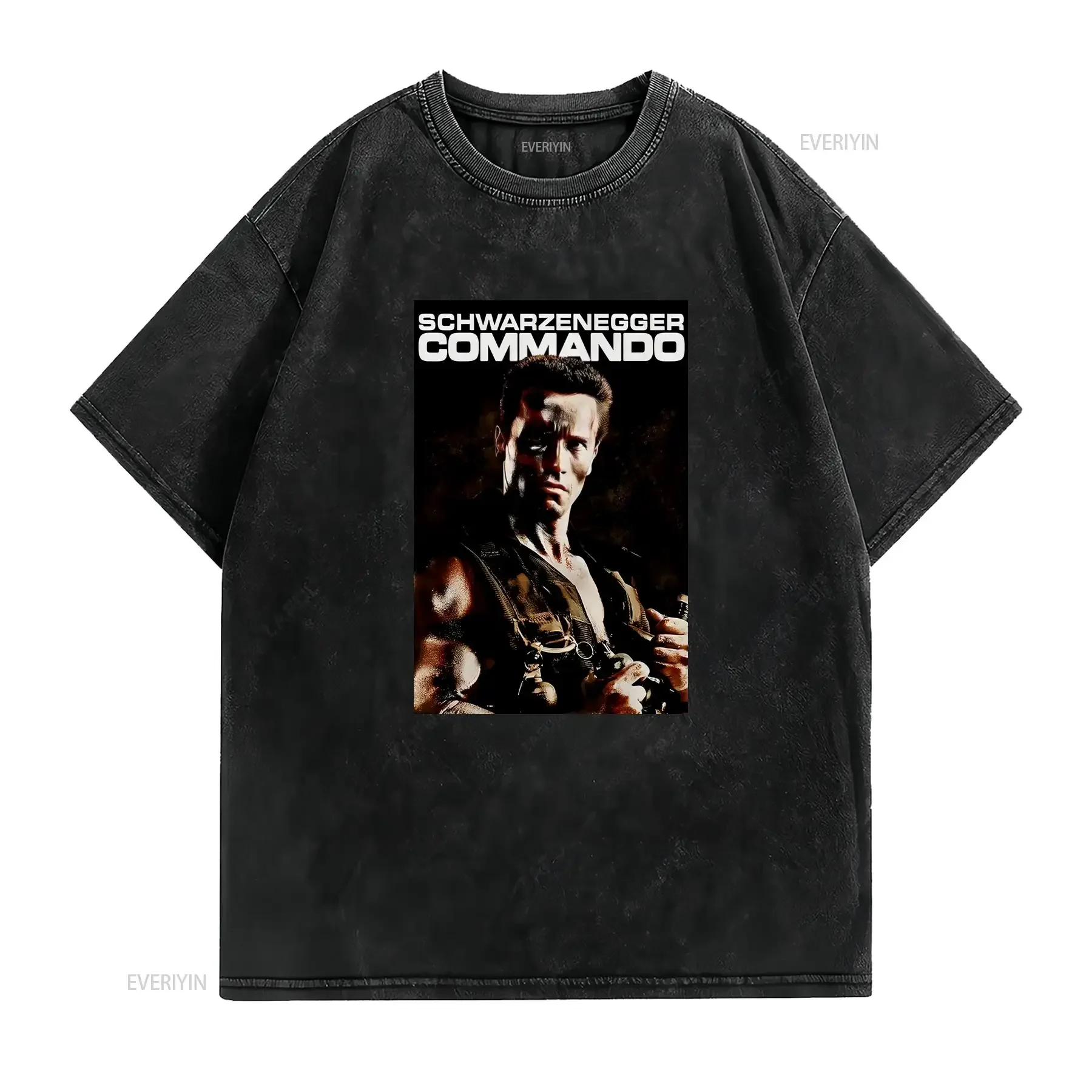 Commando 1985 Movie Poster Inspired T Shirt Retro 80s vintage Washed Soft designer clothes streetwear homme Versatile vintage