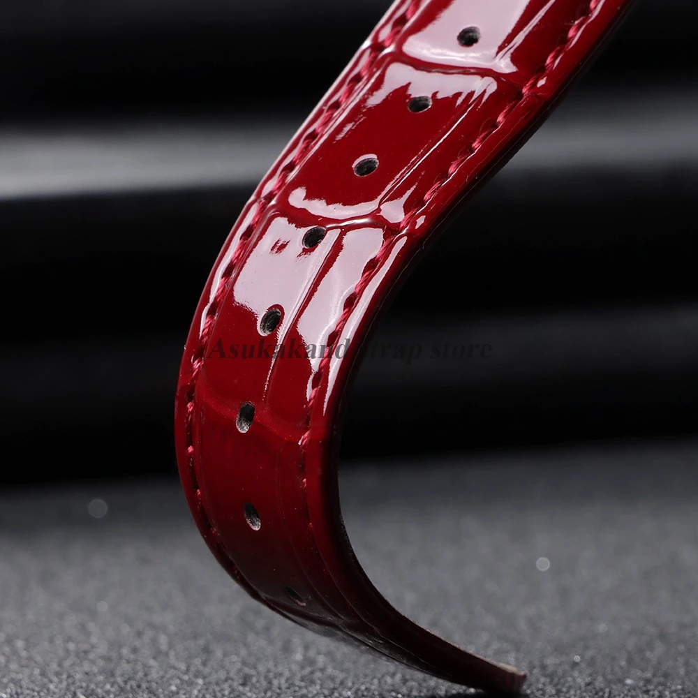 14/16/18/19/20/21/22mm Glossy Bamboo Pattern Leather Watchband Universal Men Women Belt Butterfly Buckle Watch Strap Soft Bands