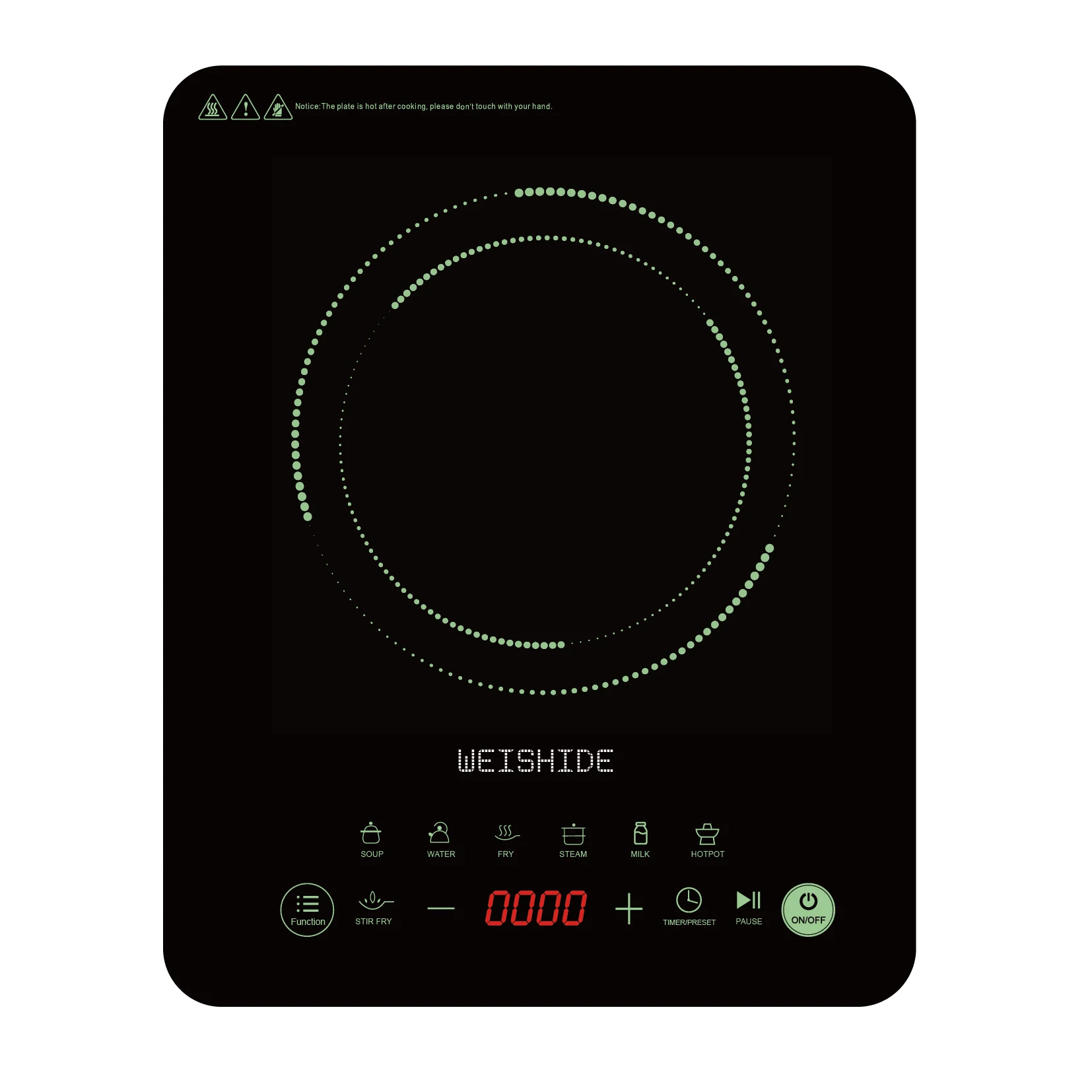 Multifunction Induction Cooker Ceramic 1200W-1800W Portable Electric Cooktop Preset Temperature Stir-Fry Timer Preset Child Lock