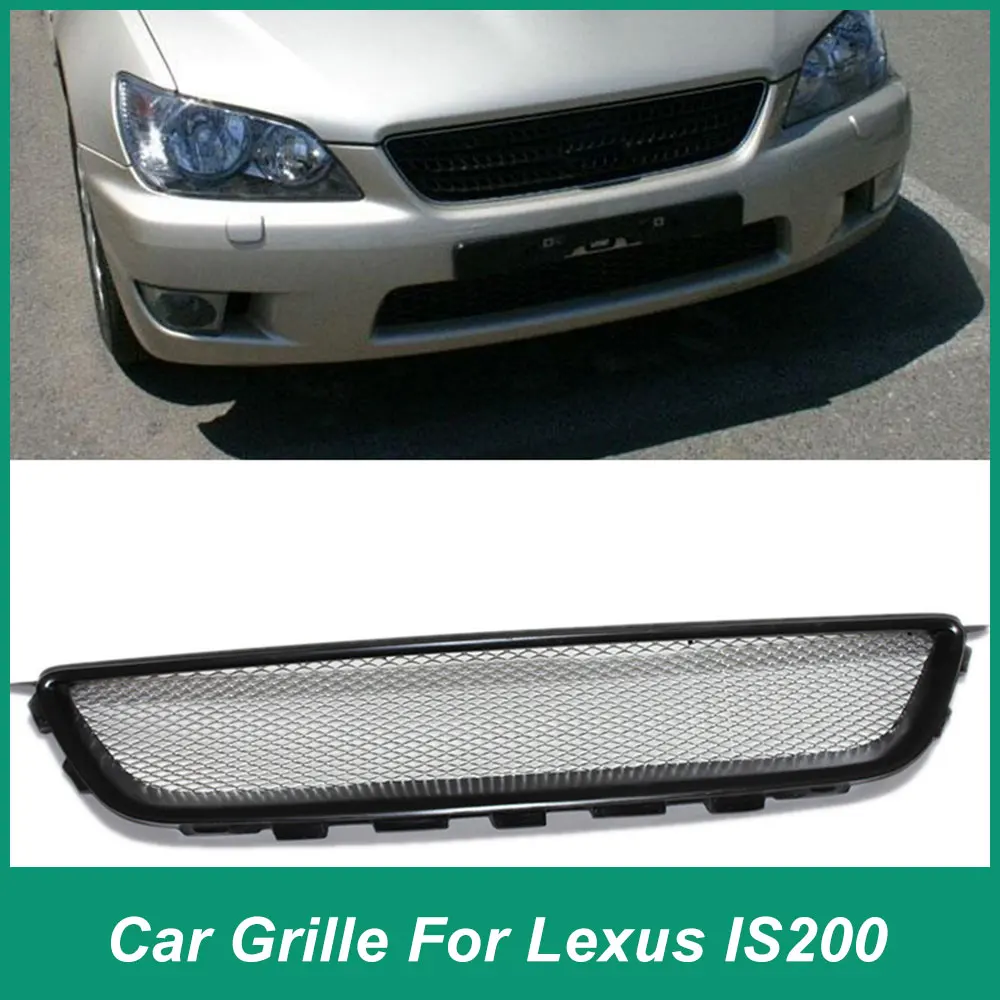 For Lexus IS200 1999-2004 FRP Carbon Fiber Material Front Dumper Racing Grille Bright Black Grille Cover Car Decoration Accessor