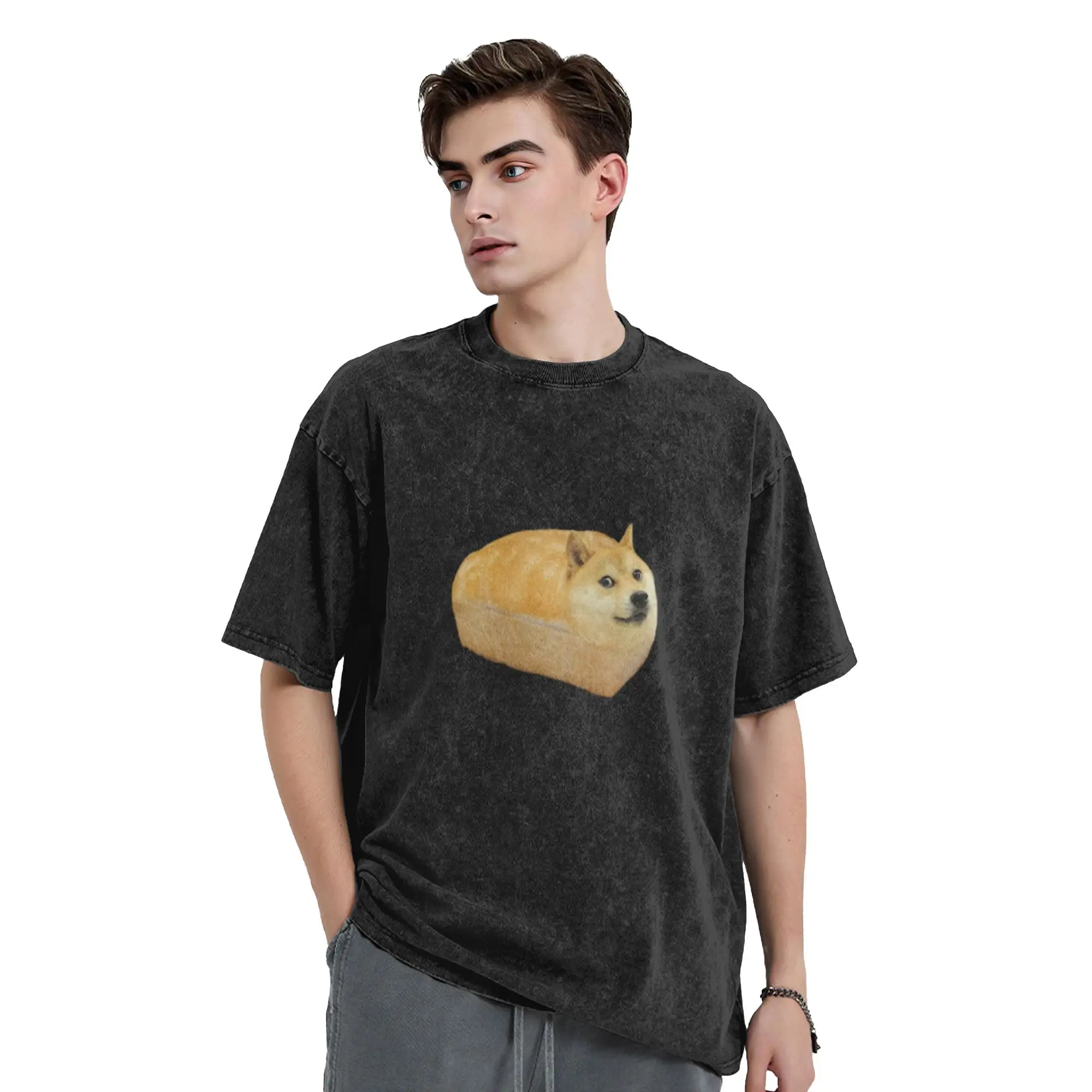 Doggy Bread Unique Trendy A Washed T Shirt Men's Women's Oversized Cotton Tees Tops