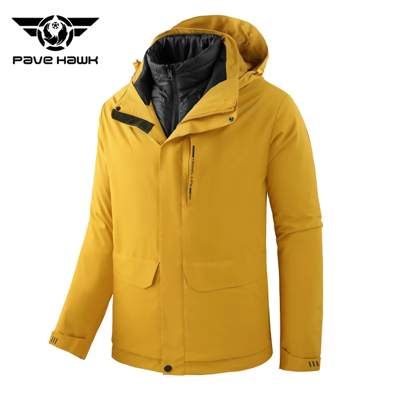 

Outdoor Charge Down Jacket Women Men Three in One Windproof Waterproof Hood Jackets Outdoor Climbing Skiing Hiking Camping Coat