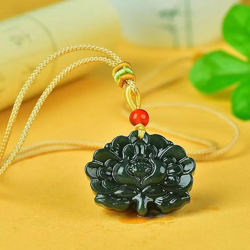 Sapphire Flowers Bloom Rich Jade Pendant Men's and Women's Ethnic Style