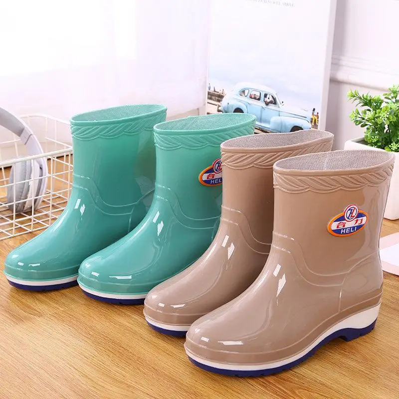 

Women's ort Rain Boots Comfortable Fce Lined Mid-Calf Waterproof Non-Slip Rubber Boots Warm Booties Casual Footwear
