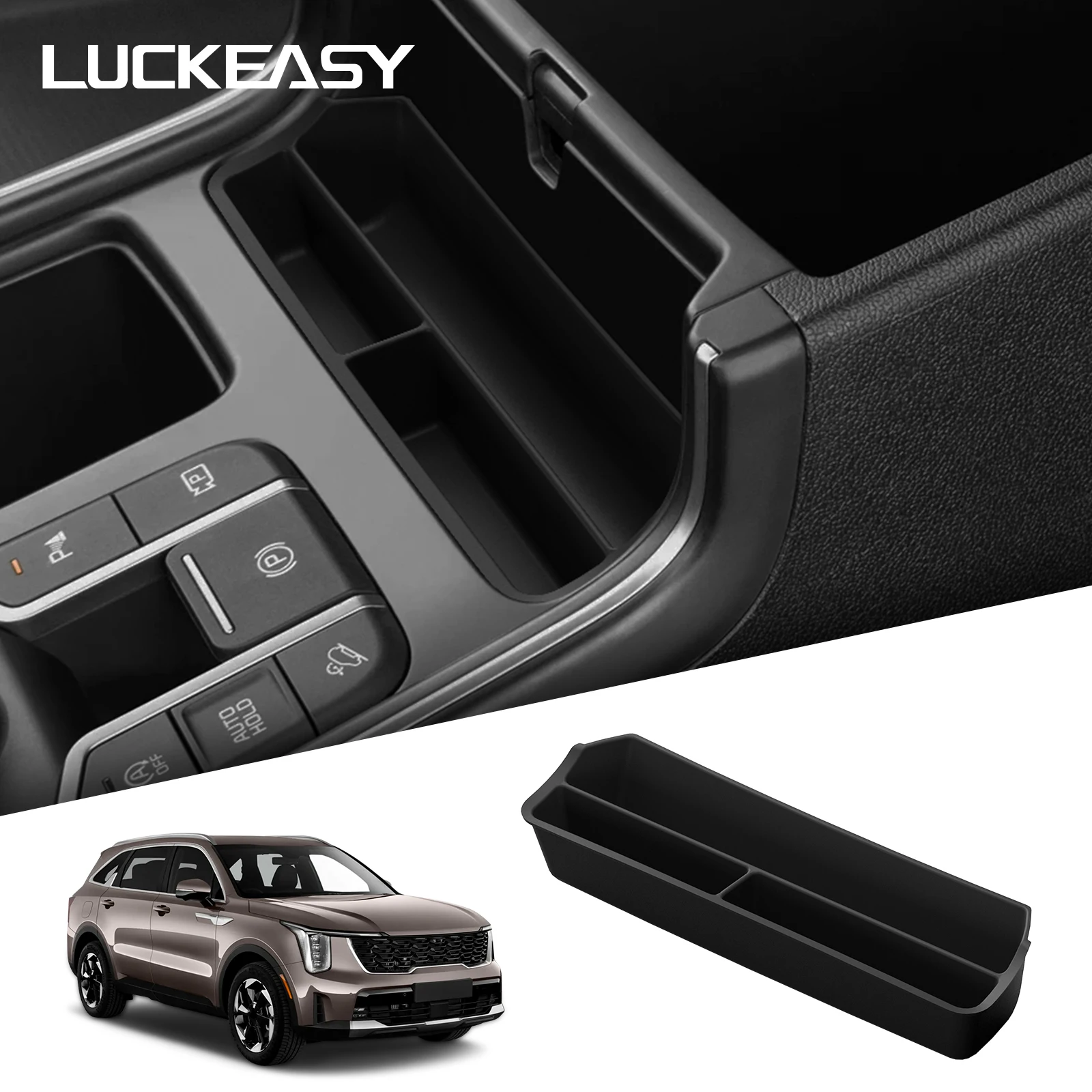 LUCKEASY für Kia Sorento 2021-2025 Mittelkonsolen-Aufbewahrungsbox Auto-Zubehör Organizer Aufbewahrungskoffer vor der Armlehnenbox