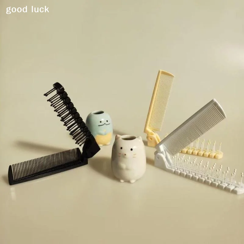 Portable Travel Folding Comb Brush Anti-static Styling Massage Comb Professional Hair Styling Tool Special For Real Hair Wigs