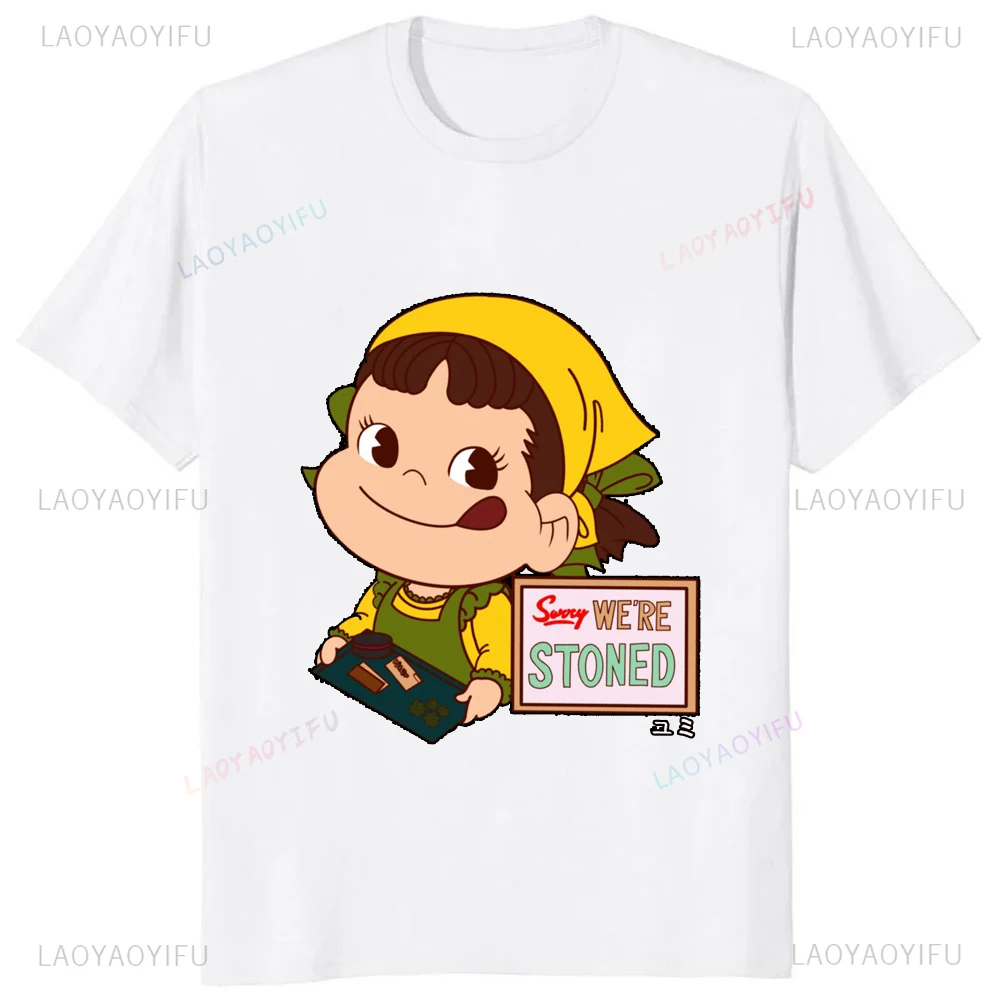 Neuankömmling Japanisch niedlich Punk Retro Milch Peko-Chan gedruckt T-Shirt y2k lässig Mode Frauen T-Shirt Hipster Hip Hop Sommer T-Shirts