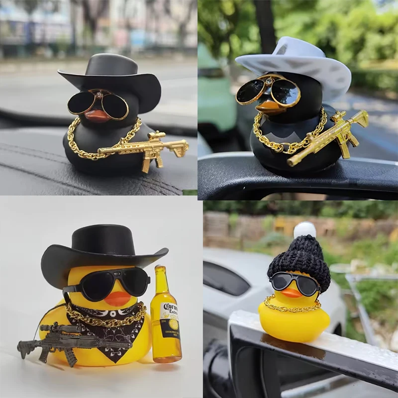 Enfeites de Carro em Forma de Pato de Borracha, Patinhos Engraçados para Decoração do Painel do Carro, Acessórios de Carro em Forma de Pato