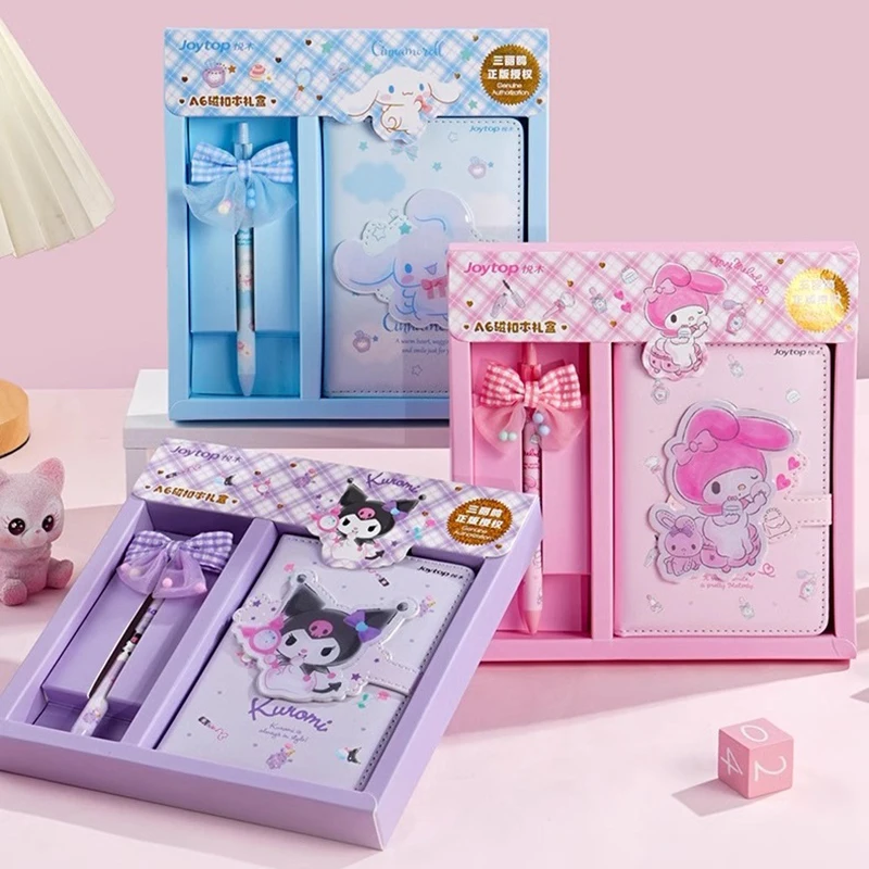 Bolígrafos de Gel Kawaii Sanrio Hello Kitty, Bloc de notas Kuromi Melody Cinnamoroll, cuaderno de dibujos animados, conjunto de papelería, suministros escolares