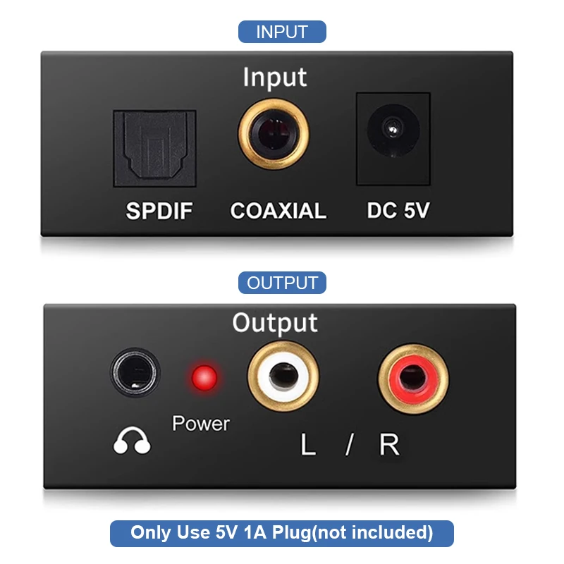 DAC Digital to Analog Converter Optical Coaxial Fiber SPDIF to RCA 3.5mm Jack Audio Adapter With Optical Cable Adapter