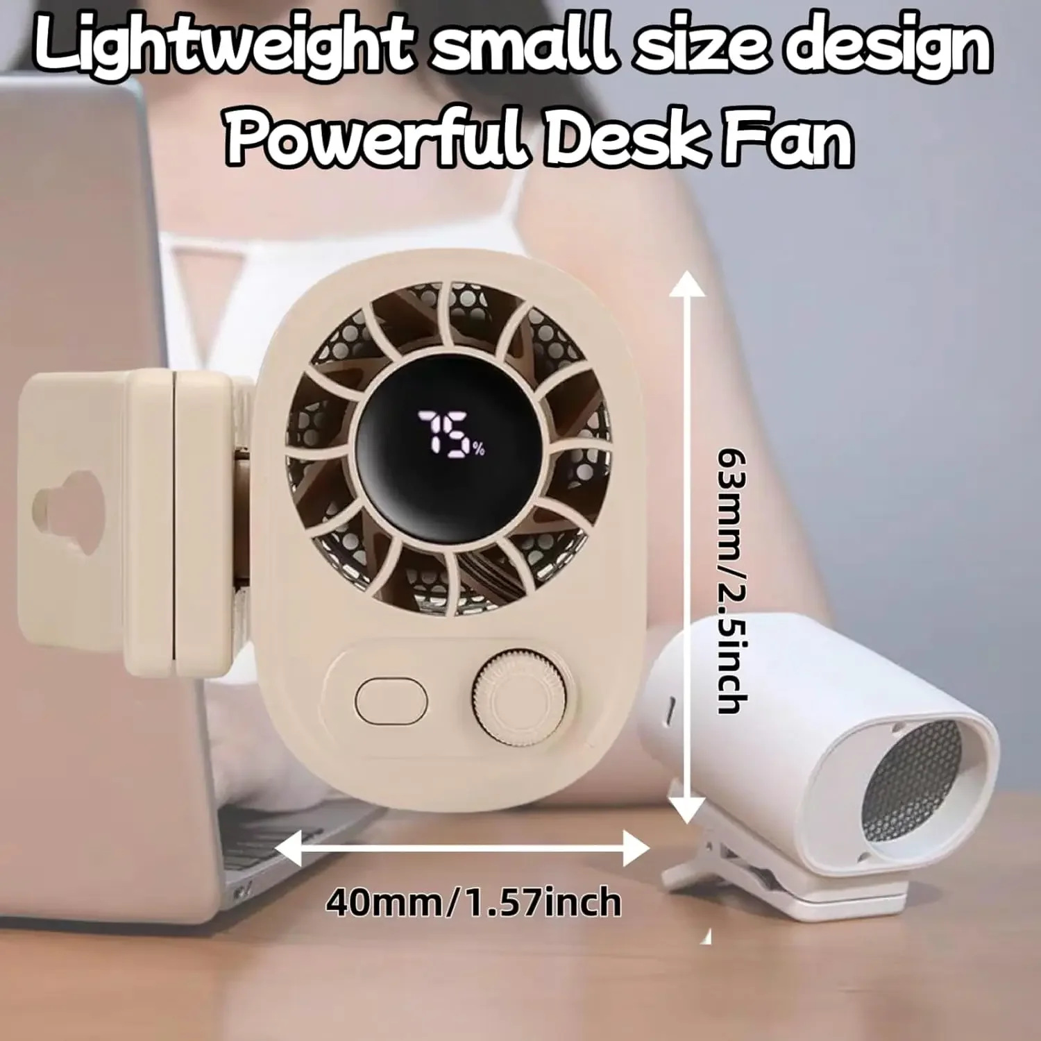 Portable Desktop Fan With Waist Clip And 360 Degree Rotation_voghion.com