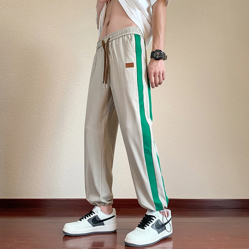 

High Quality Men's Drawstring Casual Pants Streetwear Loose Jogger Sports Outdoor Straight Elastic Waist Leggings Youth Trousers