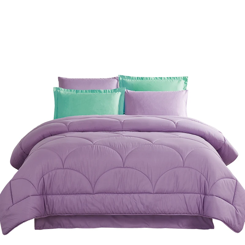 Luxury Home Queen Size Microfiber Bedding Comforter Set 8-Piece Woven Plain Color