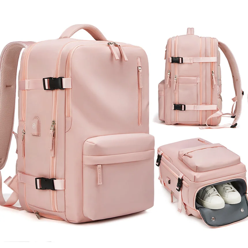 

Large Travel Backpack Woman Expandable Multifunctional 16 Inch Laptop USB Charging Lightweight Backpack With Shoe Bag