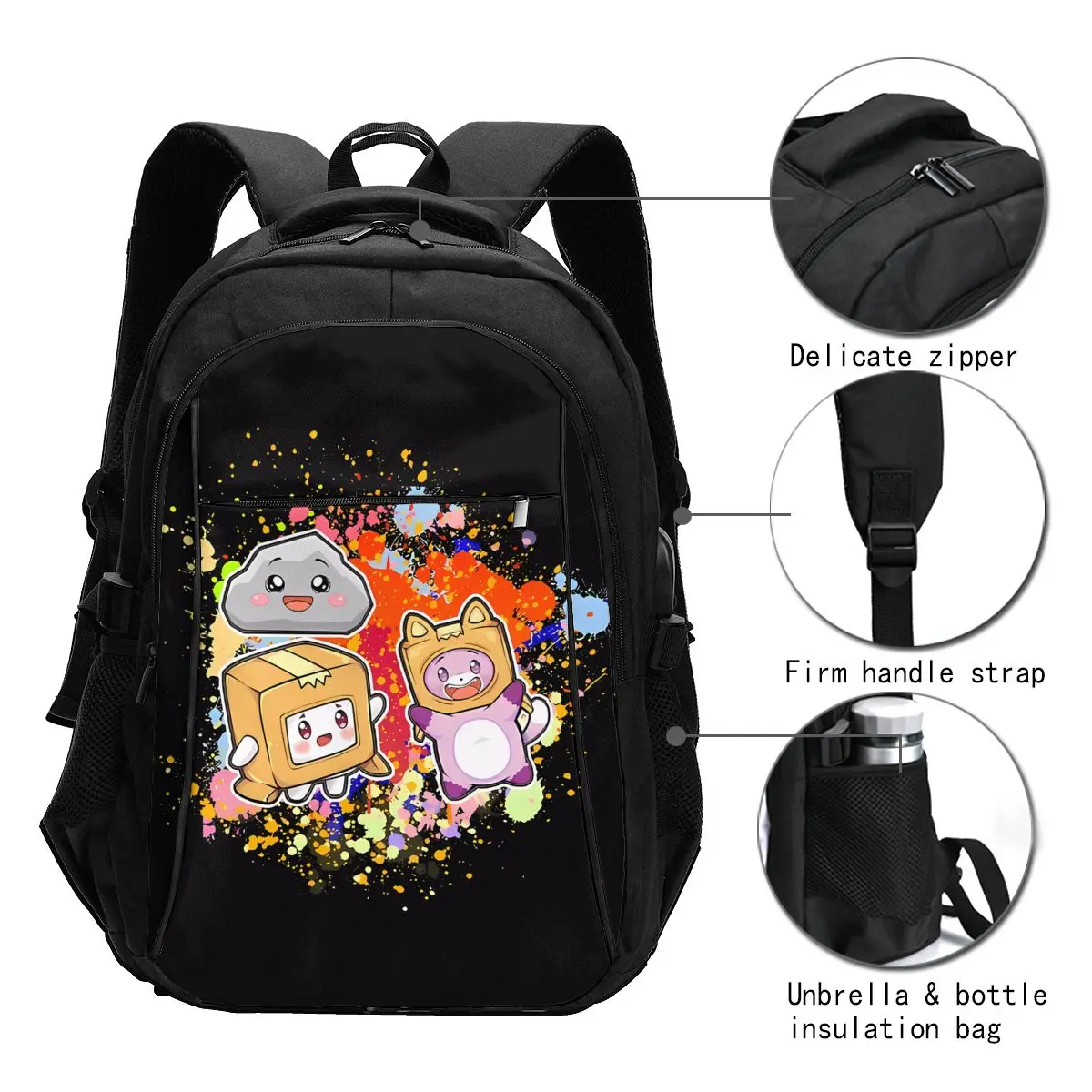 Cartoon Foxy Boxy Lanky-box Travel Laptop Backpack, Business Water Resistant Laptop Backpack with USB Charging Port, College Bag