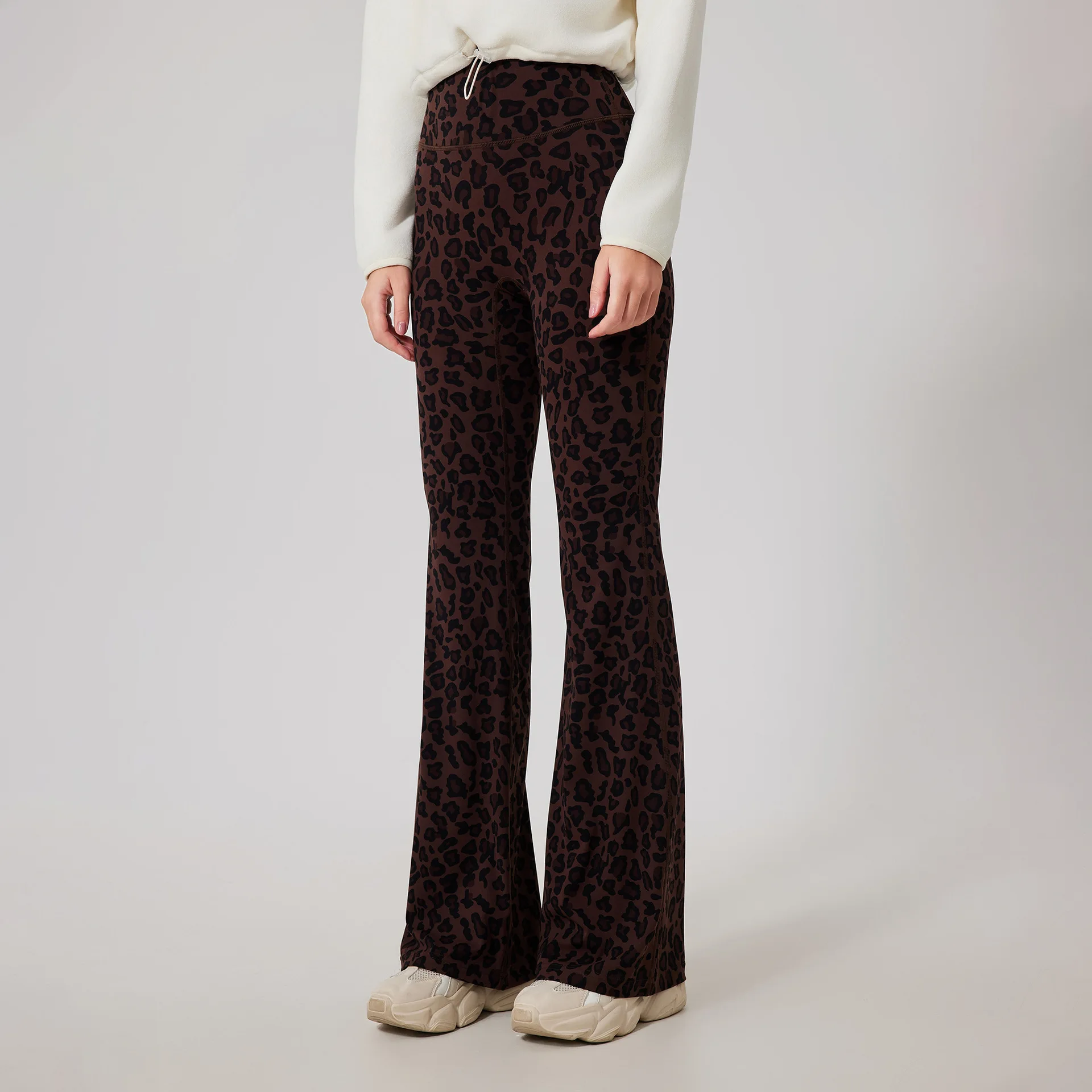 Women Yoga Pants 2025 Winter Fleece Lined Leopard Print Pants Women's High Waisted Bootcut Yoga Legging Workout Pants