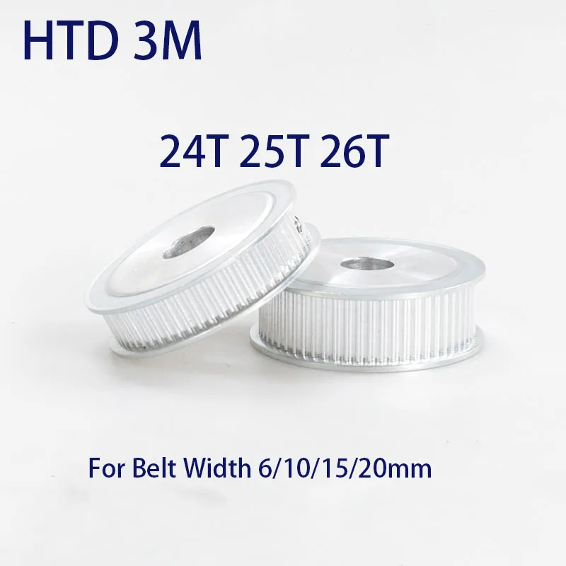 1Pcs HTD 3M AF Timing Pulley 24T 25T 26T Teeth Bore 4mm-15mm Belt Width 6/10/15/20mm 3M Transmission Belt Pulley