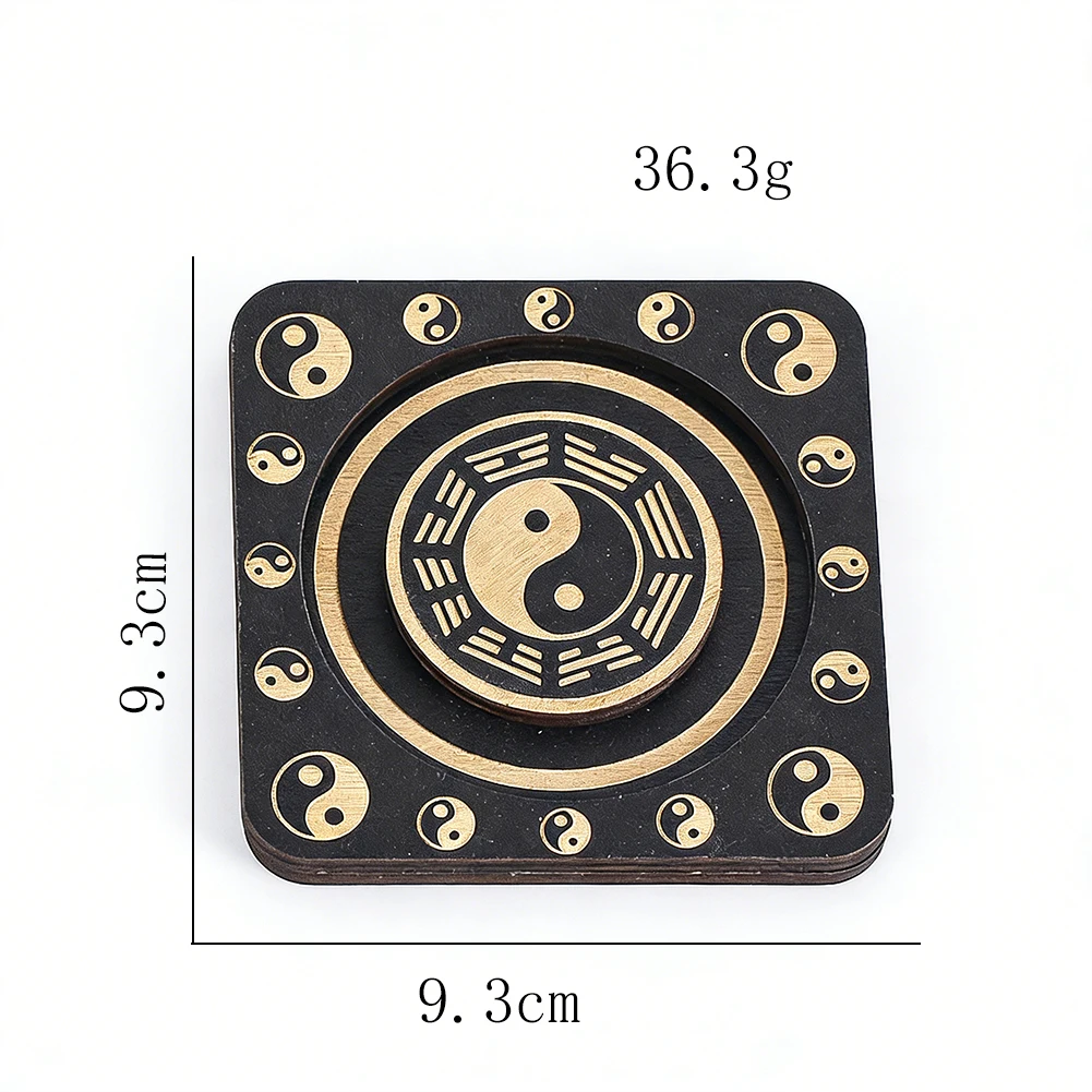Wooden Square Bracelet Baseplate Carving Tai Chi Bagua Pattern Circular Openwork Inlay Bangles Jewelry Display Props Home Decor