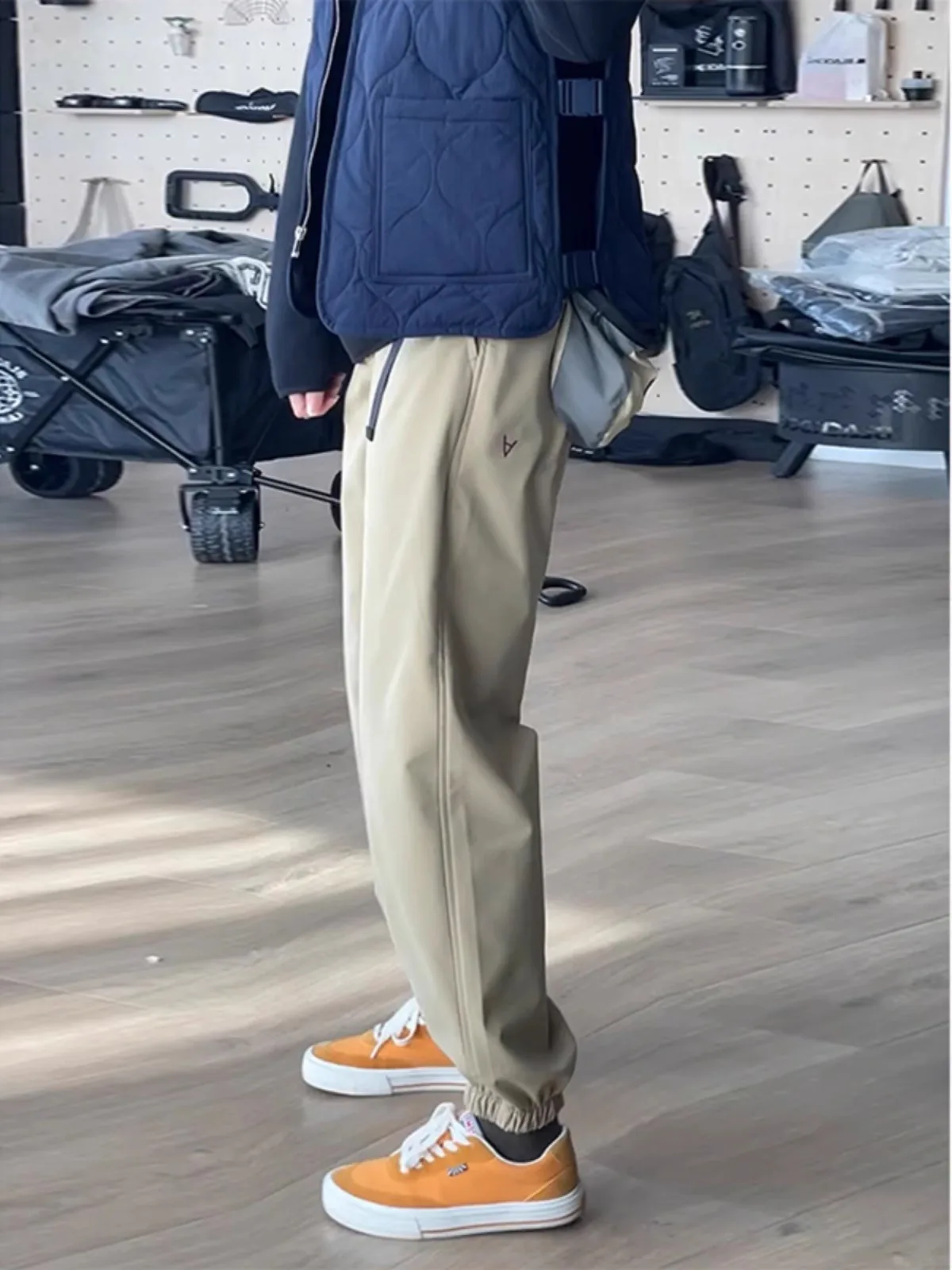 Khaki Outdoor Work Trousers Men's Waterproof Windproof Fleece Lined Paratrooper Utility Pants American Style Mountain Sports