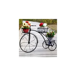 Wrought Iron Bicycle Flower Stand, European Style, Indoor Floor Flower Pot, 3 Wheels Bike Hanging Basket, Metal Holder, Rack