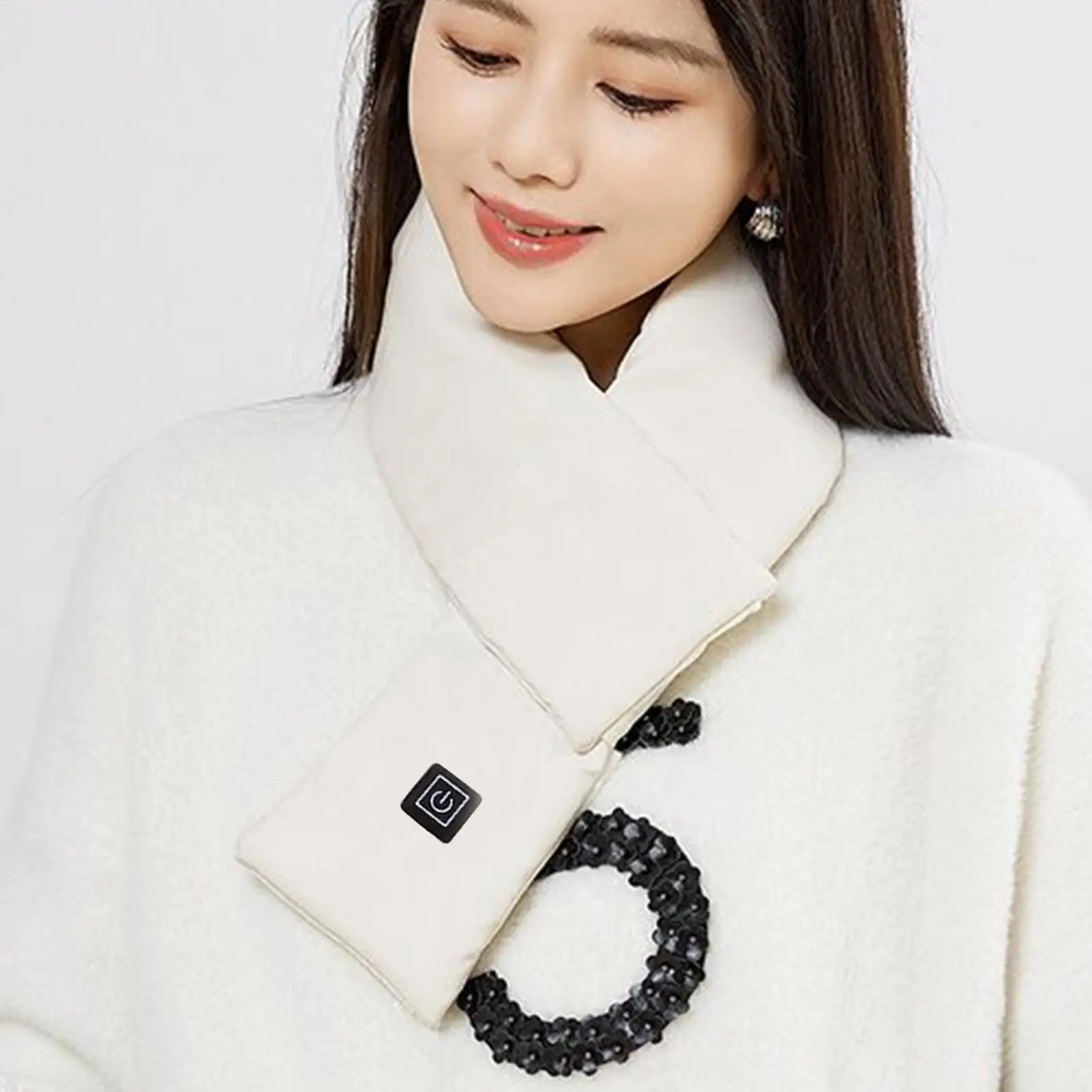 

USB Heated Massage Scarf for Neck & Shoulders 3-Temperature Adjustable Electric Warming Wrap with Vibrationfor Outdoor, home