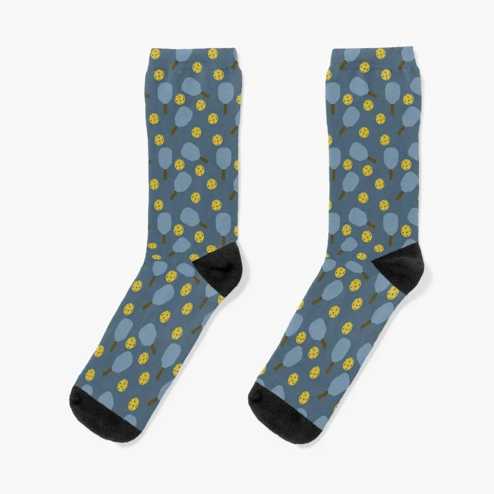 

Blue Pickleball Pattern with Pickleball Paddles and Balls Socks cycling short sport basketball Men Socks Women's