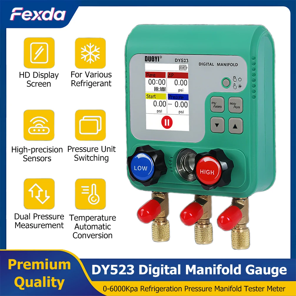 Vacuum Pressure Gauge Digital Manifold Gauge Electronic Air Conditioning Refrigerant Fluoride Meter Car Repairing Vacuum Meters