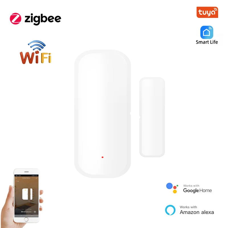 Tuya WiFi Zigbee Smart Door Window Sensor Open Closed Magnetic Detector Smart Home Control with Alexa Google Home Smart Life APP