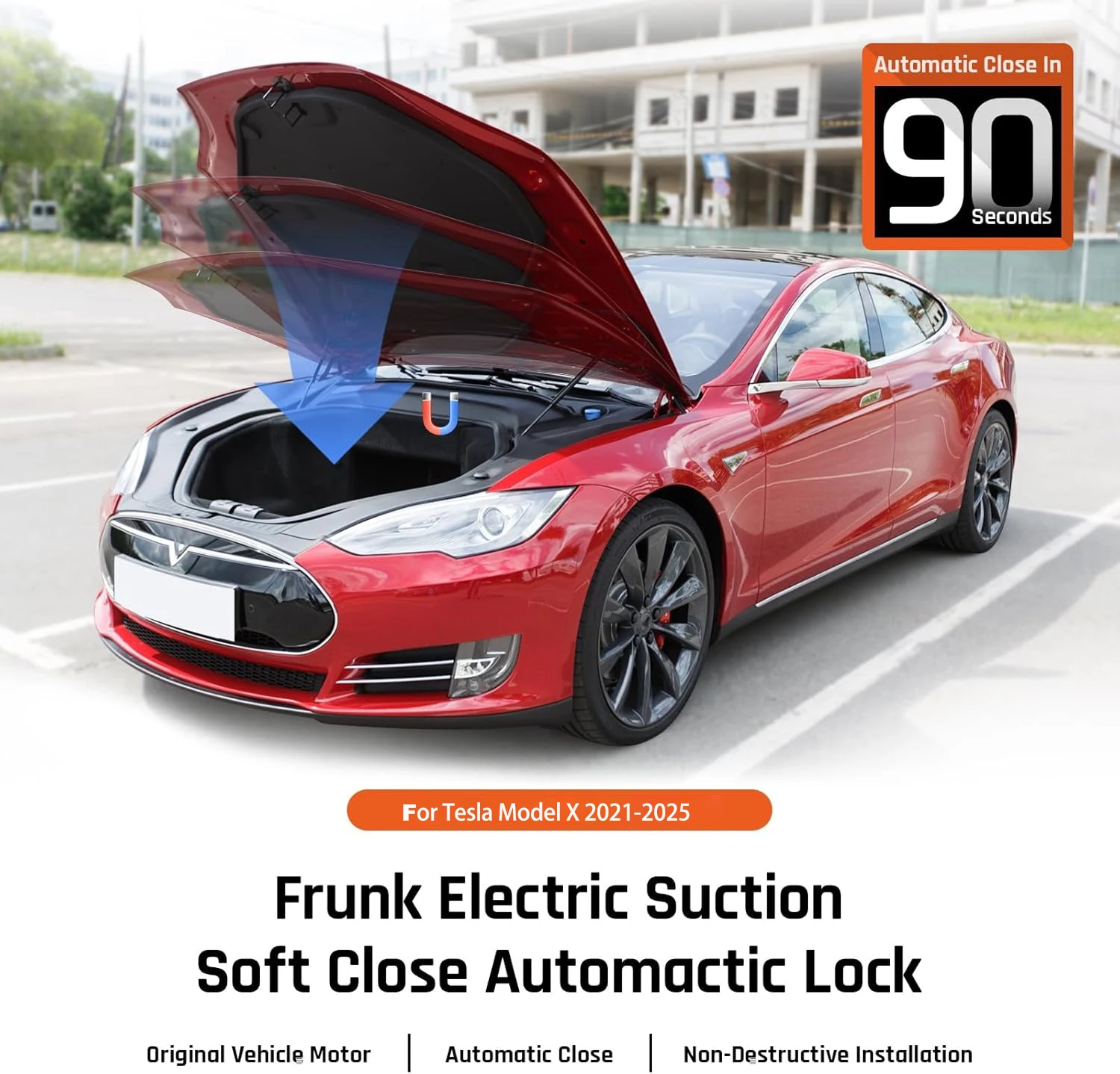 Hands Free Automatic and Button Close Power Frunk for Tesla Model X 2021 2022 2023 2024 2025 Electric Suction Soft Close Lock