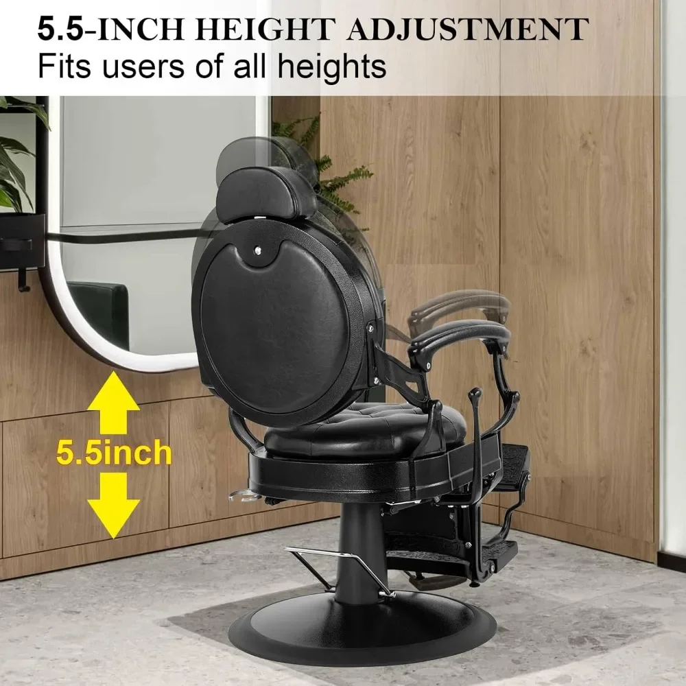 Vintage Barber Chair Heavy Duty Hydraulic Barber Reclining Salon for Hair Stylist Tattoo Stylist Salon