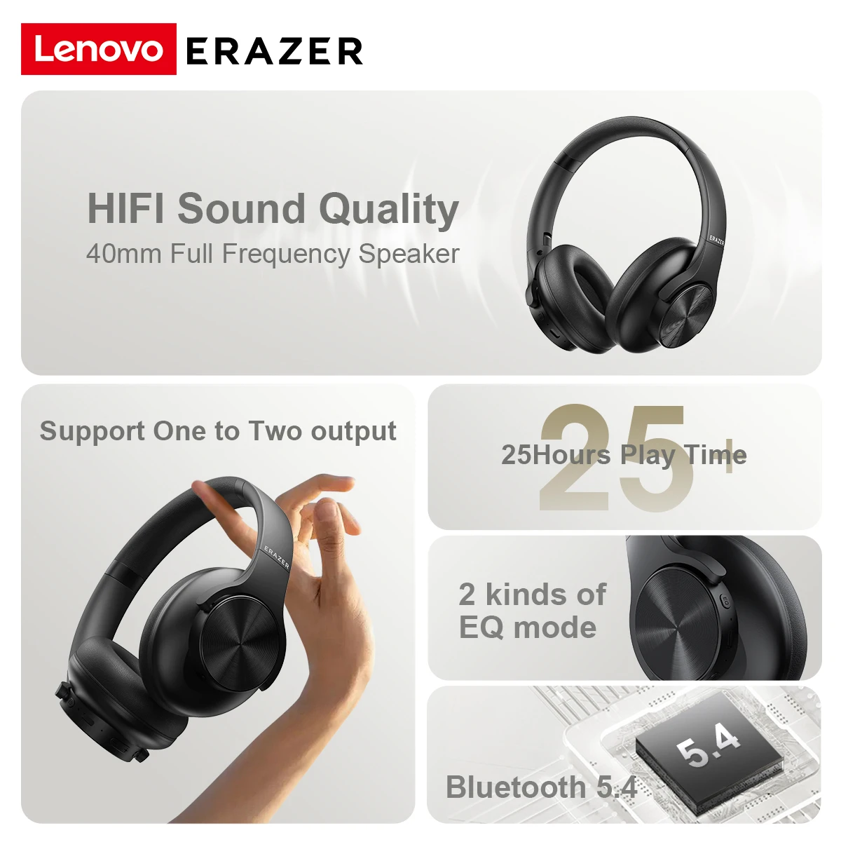 Lenovo ERAZER G50 auricolare Bluetooth 5.4 cuffie sportive controllo pulsante cuffie pieghevoli con cinturino al collo batteria a lunga durata