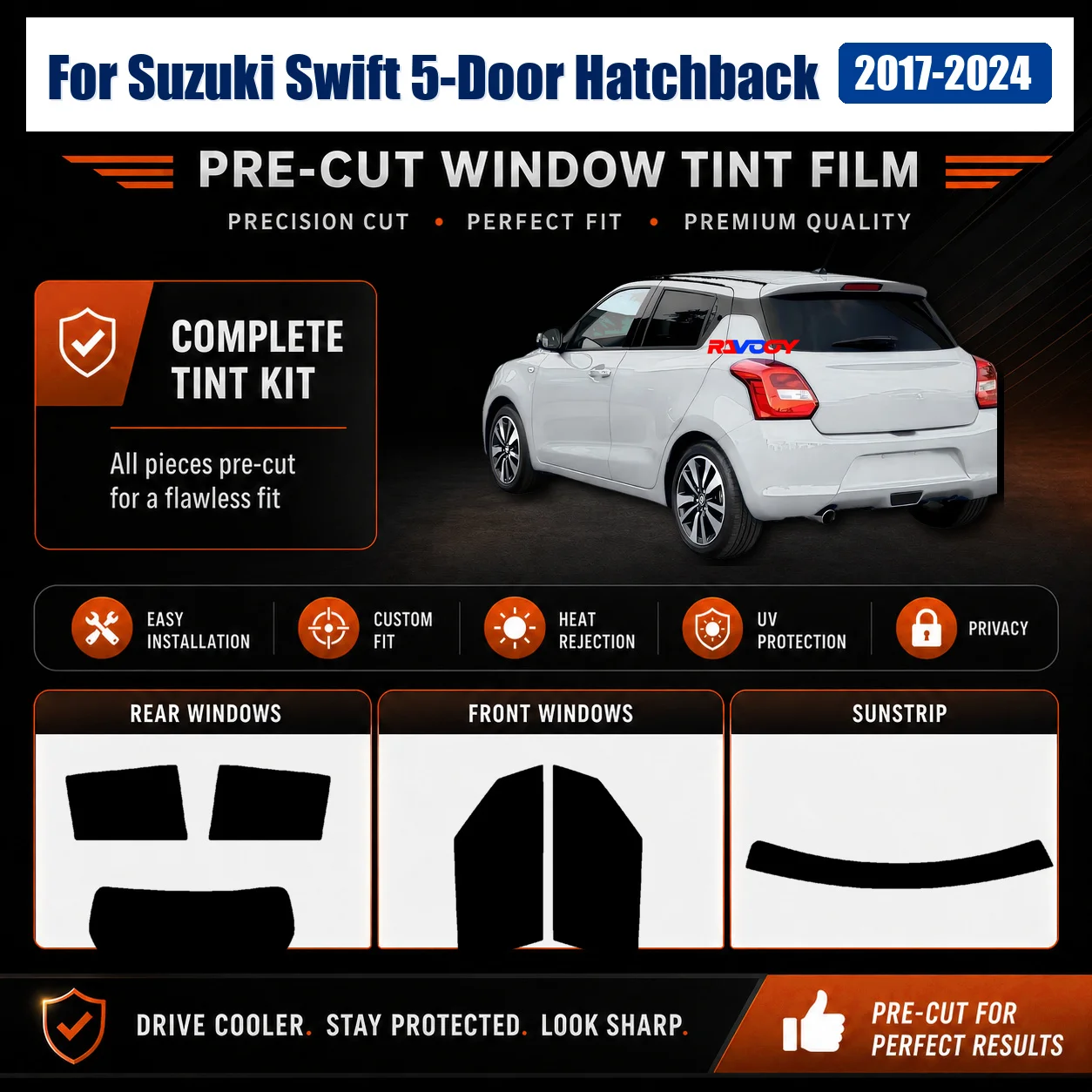 For Suzuki Swift 5-Door Hatchback 2017-2024 Window Tint Film Premium Complete Window Anti-Glare Privacy Film
