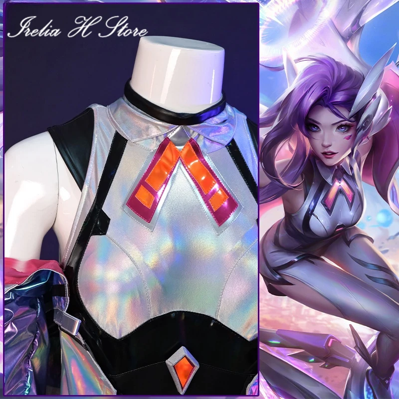 Irelia H LOL 세라핀 코스프레 코스튬 게임, 전투 비둘기 세라핀 점프수트, 할로윈 의상, 여성