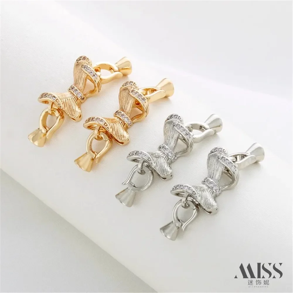 

14K Gold-plated Bow Double Head Connection Buckle Double Buckle DIY Bracelet Necklace Closure Buckle Accessory