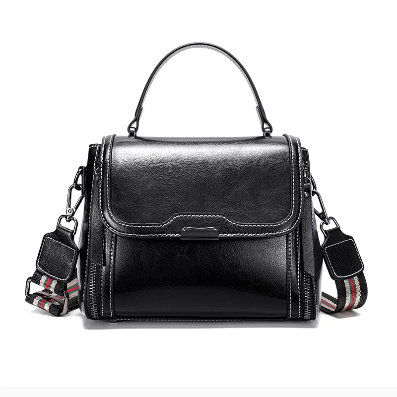 Oiled Waxed Cowhide Women's Handbag 2026 New Retro Luxury Shoulder Bag Senior Sense Genuine Leather Commuter Crossbody Bag
